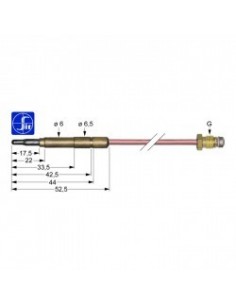 Termopar SIT M9x1 longitud 1000mm conexión para conector 6,0(6,5)mm