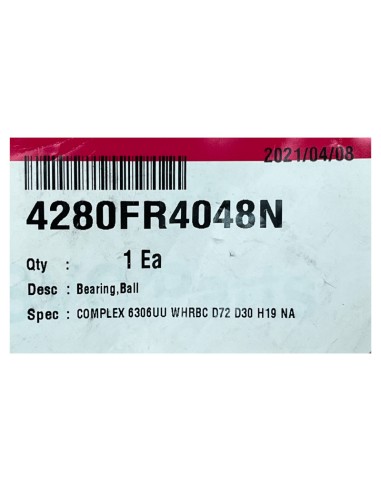 Rodamiento lavadora LG 6306-2RZ 4280FR4048N