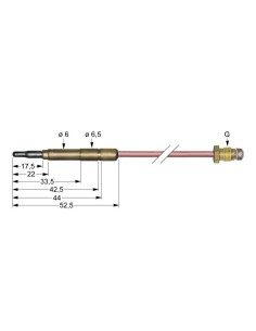 Termopar SIT M8x1 longitud 320mm conexión para conector 6,0(6,5)mm