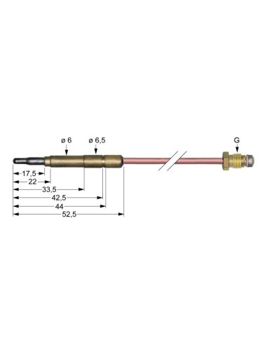 Termopar SIT M8x1 longitud 320mm conexión para conector 6,0(6,5)mm 107600