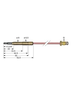 Termopar SIT M8x1 longitud 850mm conexión para conector 6,0(6,5)mm