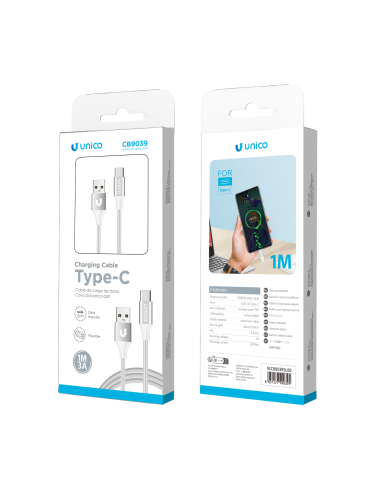 Cable de carga USB-A a USB-C 3A trenzado