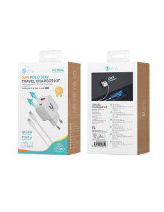 Cargador rápido dual USB-A, USB-C 30W + Cable tipo C